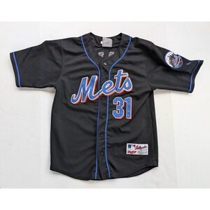 YOUTH‎ SIZE 14/16 New York Mets Mike Piazza Jersey Rawlings Stitched Black MLB